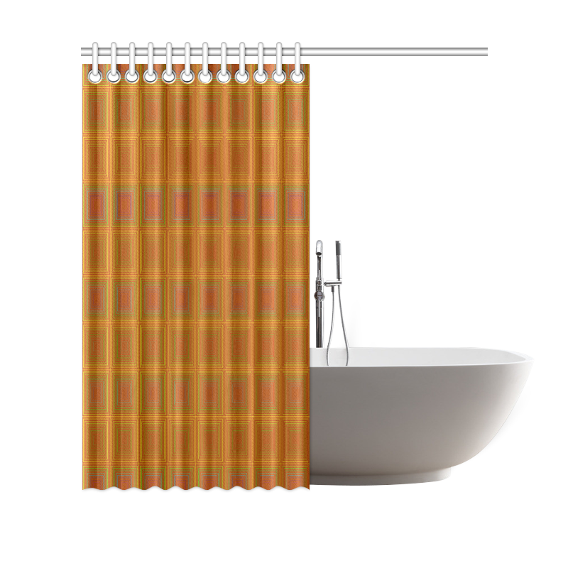 Copper reddish multicolored multiple squares Shower Curtain 69"x70"