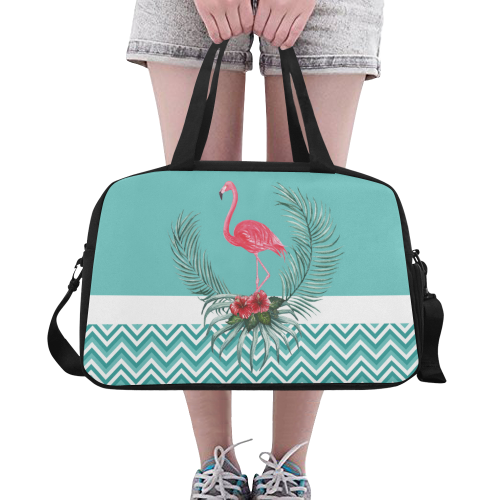 Retro Flamingo Chevron Fitness Handbag (Model 1671)