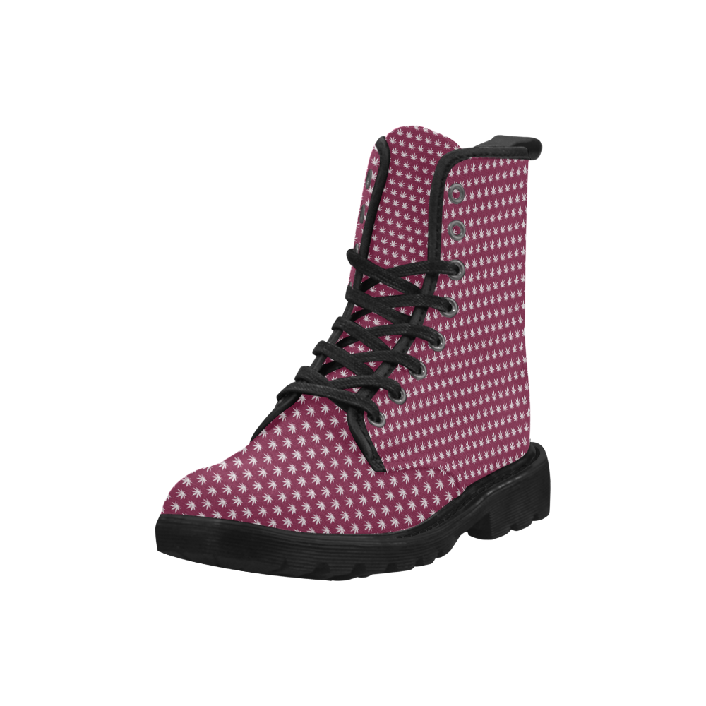 Maroon Cannabis by Jera Nour Martin Boots for Women (Black) (Model 1203H)