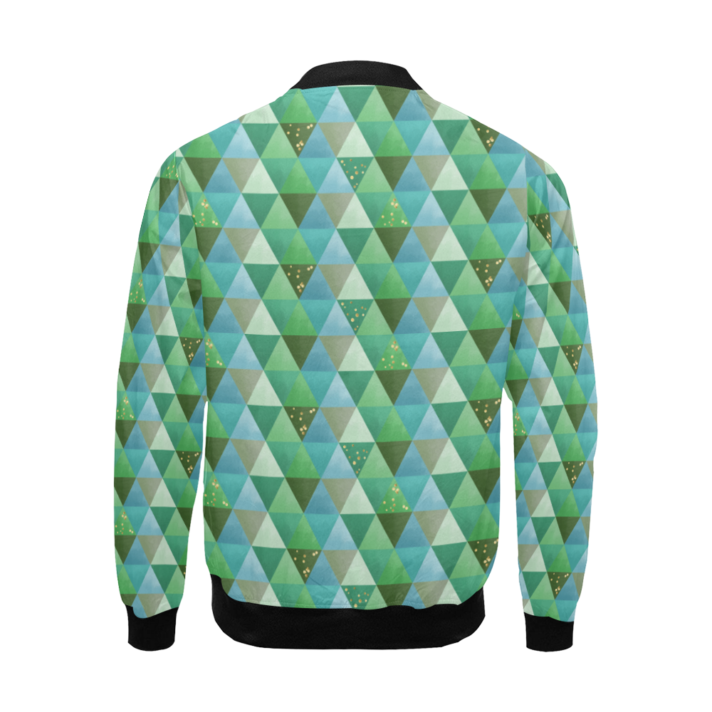 Triangle Pattern - Green Teal Khaki Moss All Over Print Bomber Jacket for Men (Model H19)