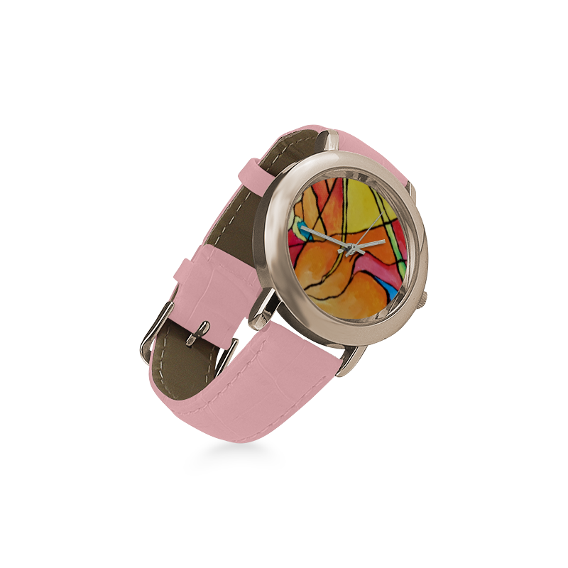 ABSTRACT Women's Rose Gold Leather Strap Watch(Model 201)