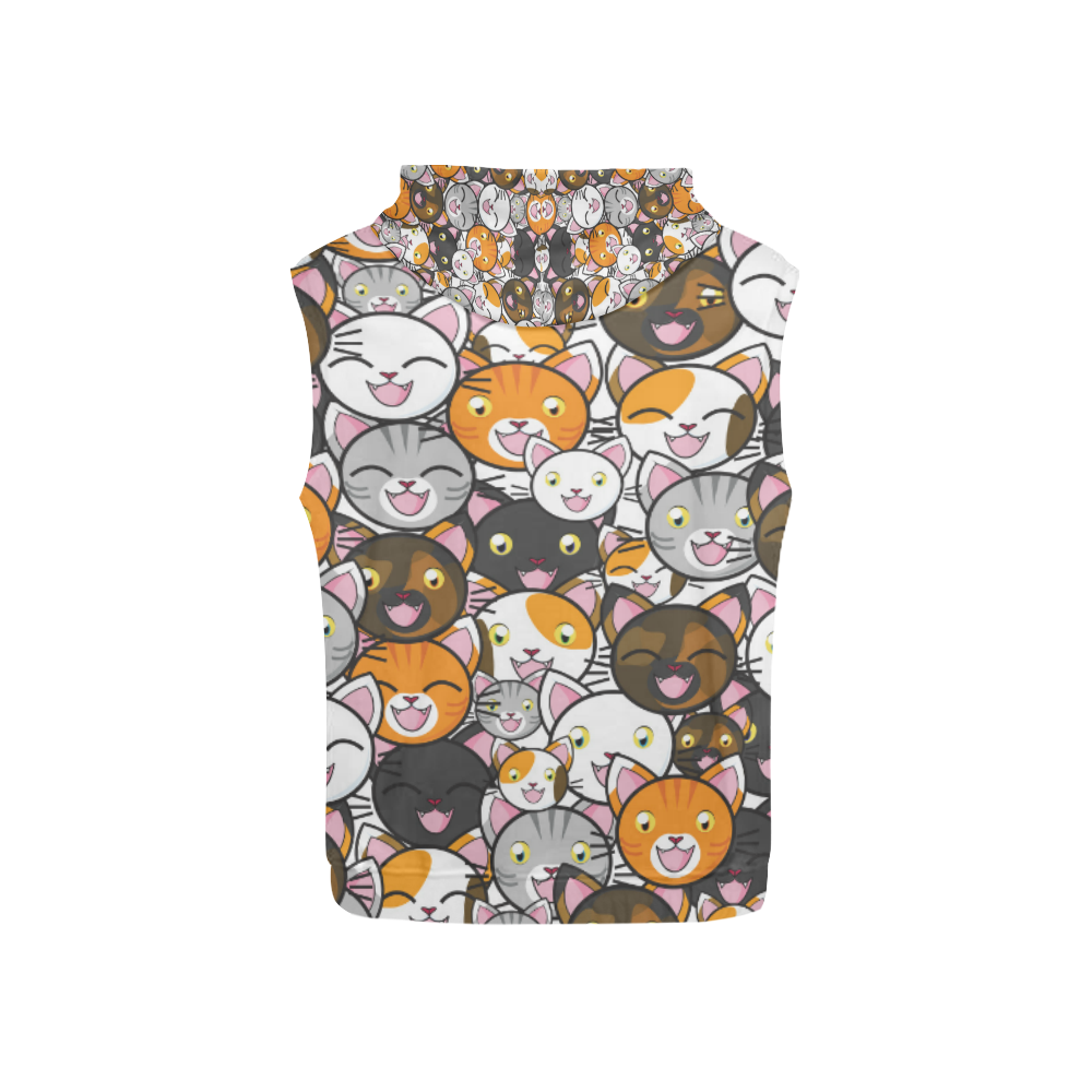 Funny Cats All Over All Over Print Sleeveless Hoodie for Kid (Model H15)