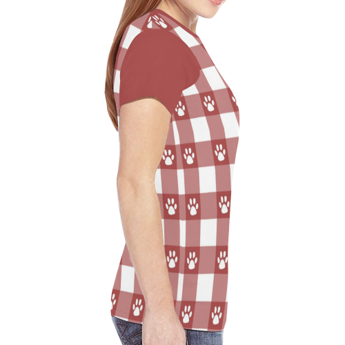 Plaid and paws New All Over Print T-shirt for Women (Model T45)