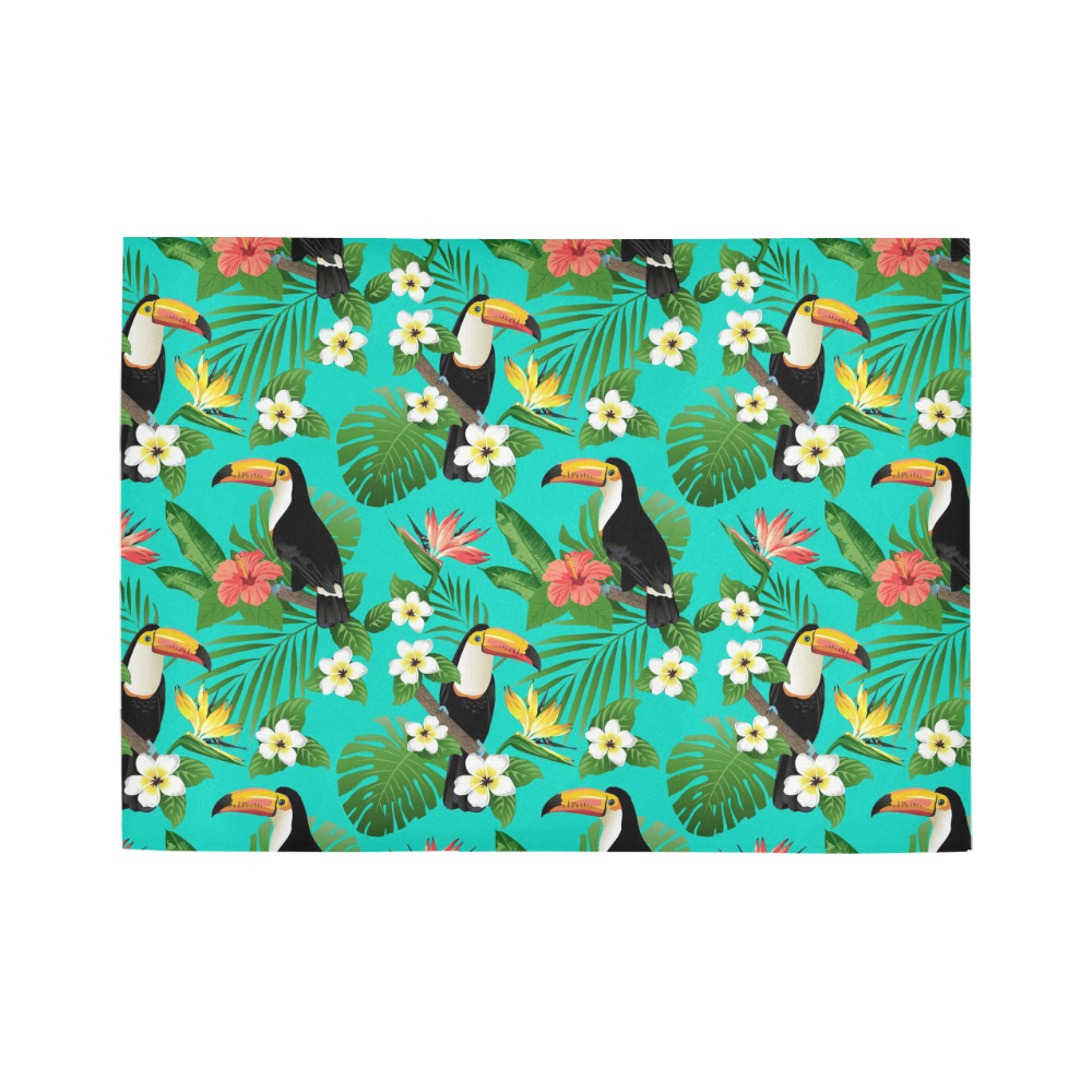 Tropical Summer Toucan Pattern Area Rug7'x5'