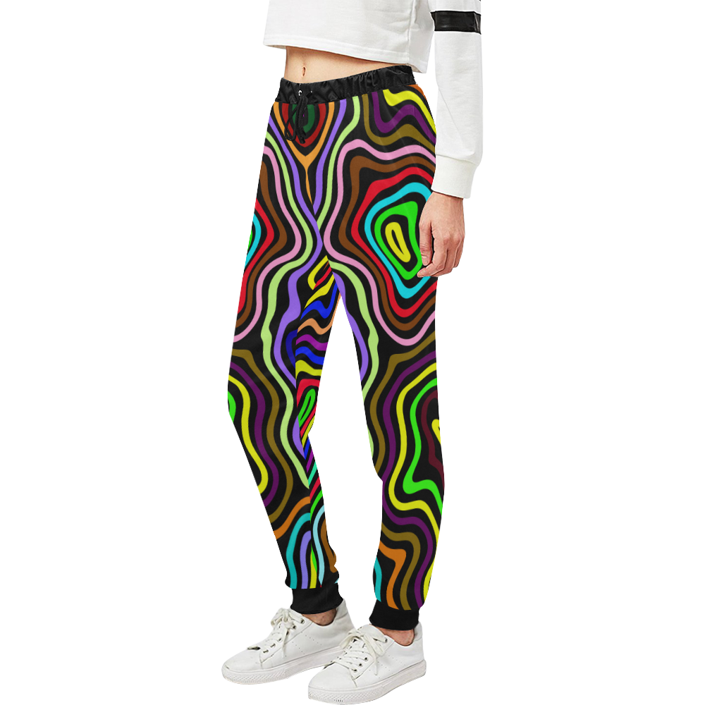 Multicolored Wavy Line Pattern Unisex All Over Print Sweatpants (Model L11)