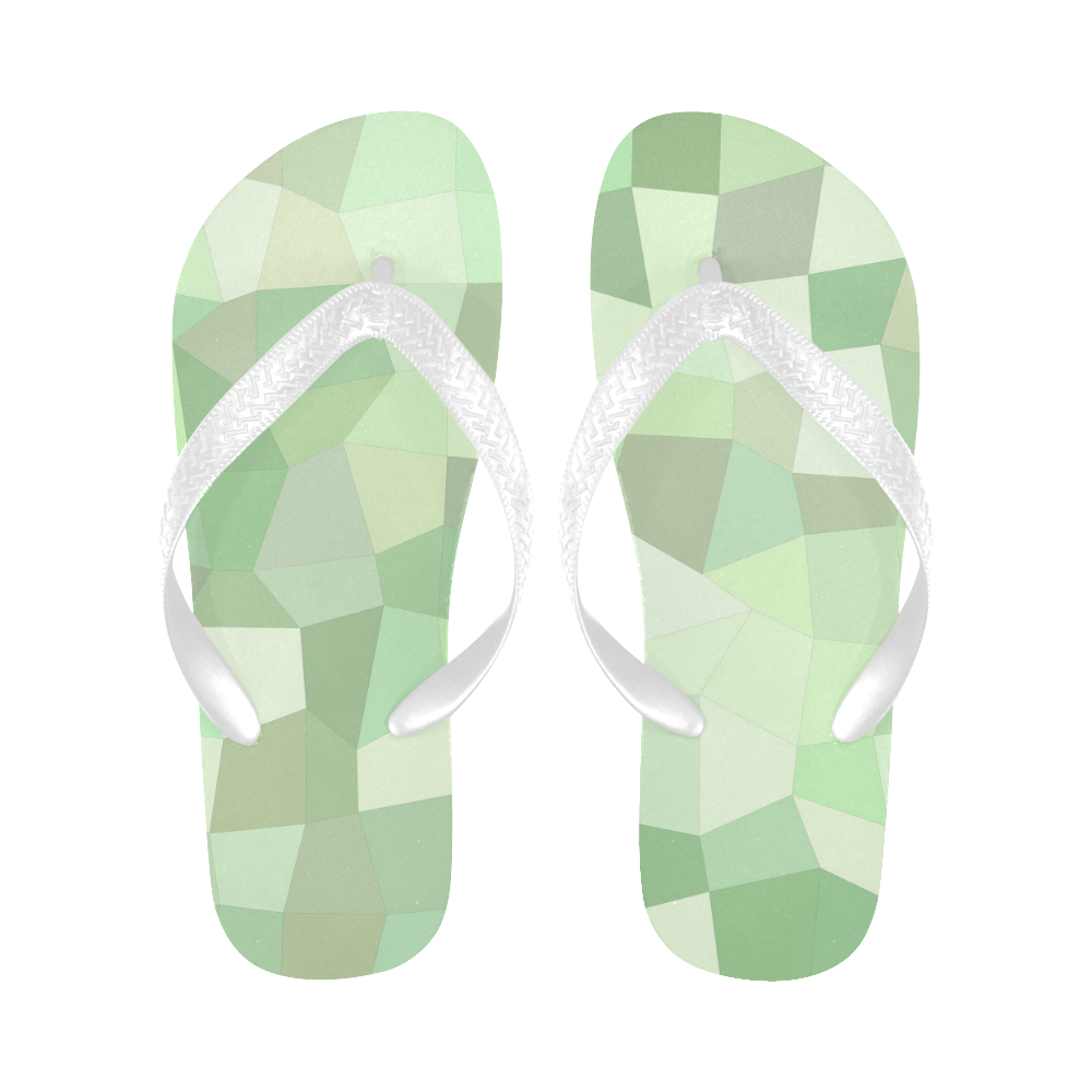 Pastel Greens Mosaic Flip Flops for Men/Women (Model 040)