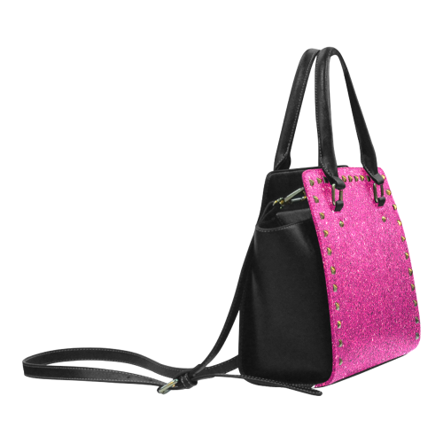 hot pink glitter Rivet Shoulder Handbag (Model 1645)