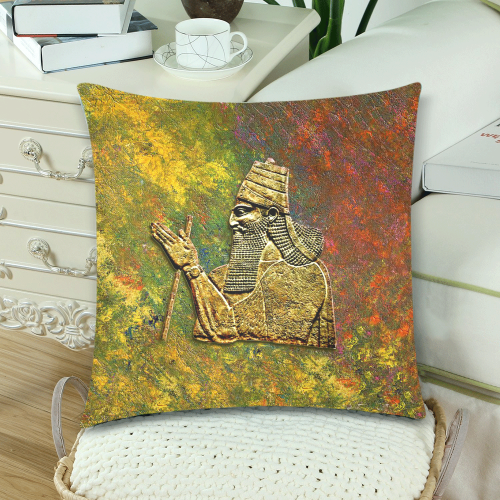 Ancient Assyrian King Custom Zippered Pillow Cases 18"x 18" (Twin Sides) (Set of 2)