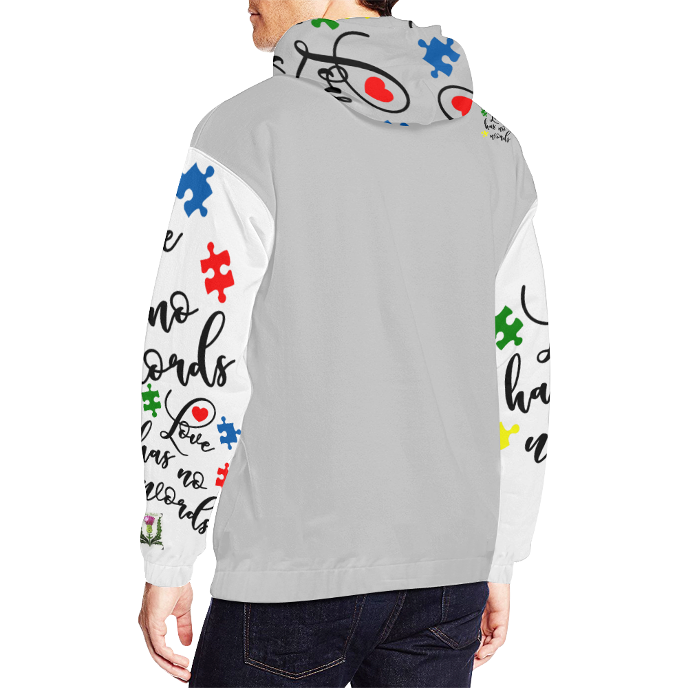 Fairlings Delight's Autism- Love has no words Men's Hoodie 53086Ff7 All Over Print Hoodie for Men (USA Size) (Model H13)