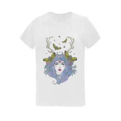 Goddess Sun Moon Earth White Women's T-Shirt in USA Size (Two Sides Printing)