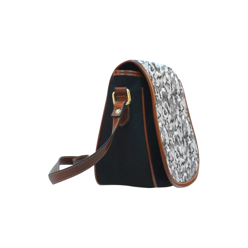 Woodland Urban City Black/Gray Camouflage Saddle Bag/Small (Model 1649)(Flap Customization)