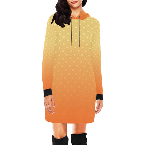 Gold and Tangerine All Over Print Hoodie Mini Dress (Model H27)