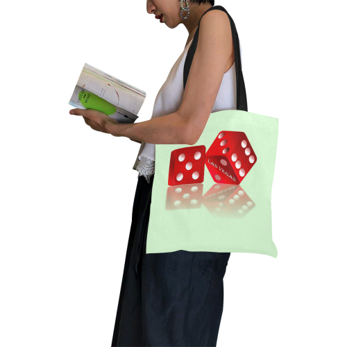 Las Vegas Craps Dice on Green All Over Print Canvas Tote Bag/Small (Model 1697)