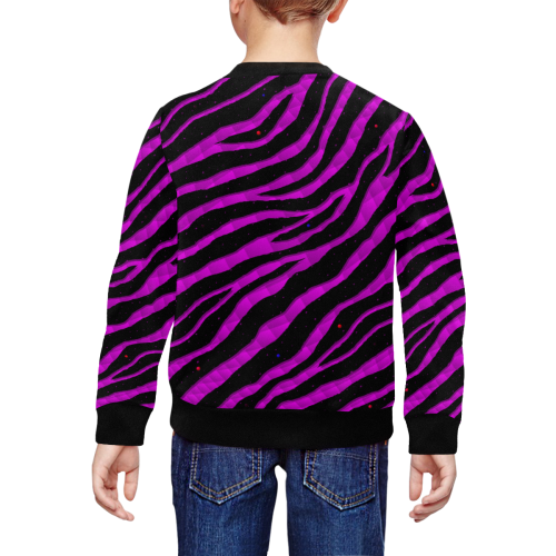 Ripped SpaceTime Stripes - Pink All Over Print Crewneck Sweatshirt for Kids (Model H29)