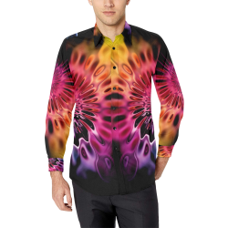 Magic Flower Flames Fractal - Psychedelic Colors Men's All Over Print Casual Dress Shirt (Model T61)