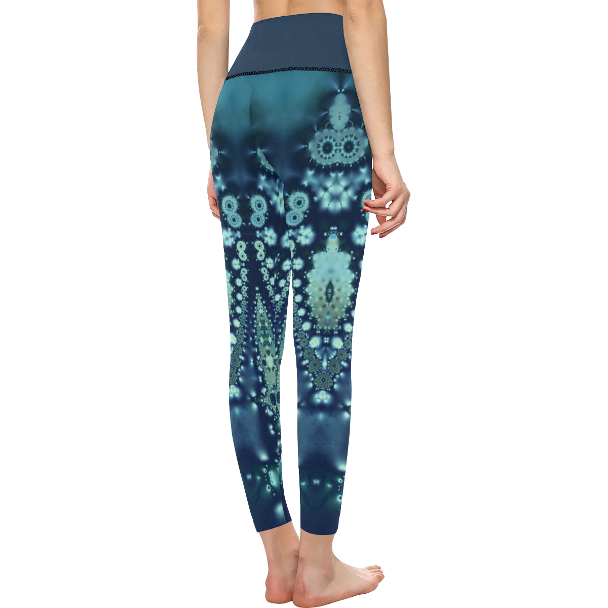 Azure Lace Women's All Over Print High-Waisted Leggings (Model L36)