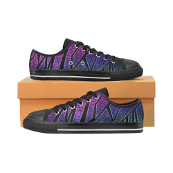 Neon Rainbow Cracked Mosaic Low Top Canvas Shoes for Kid (Model 018)