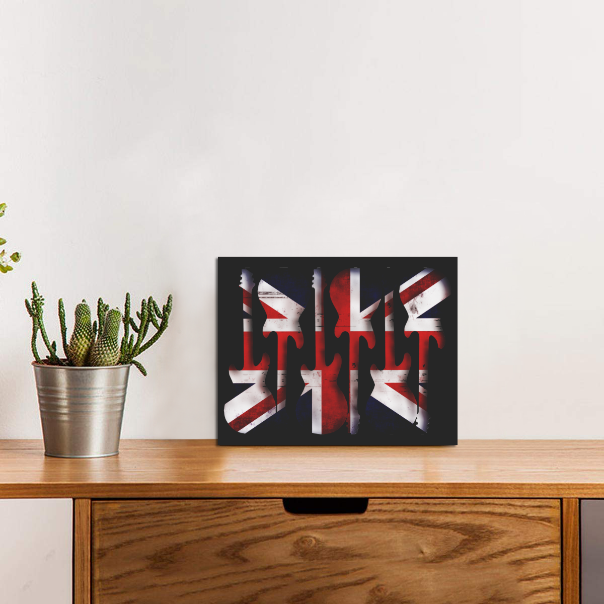 Union Jack British UK Flag Guitars Black Photo Panel for Tabletop Display 8"x6"