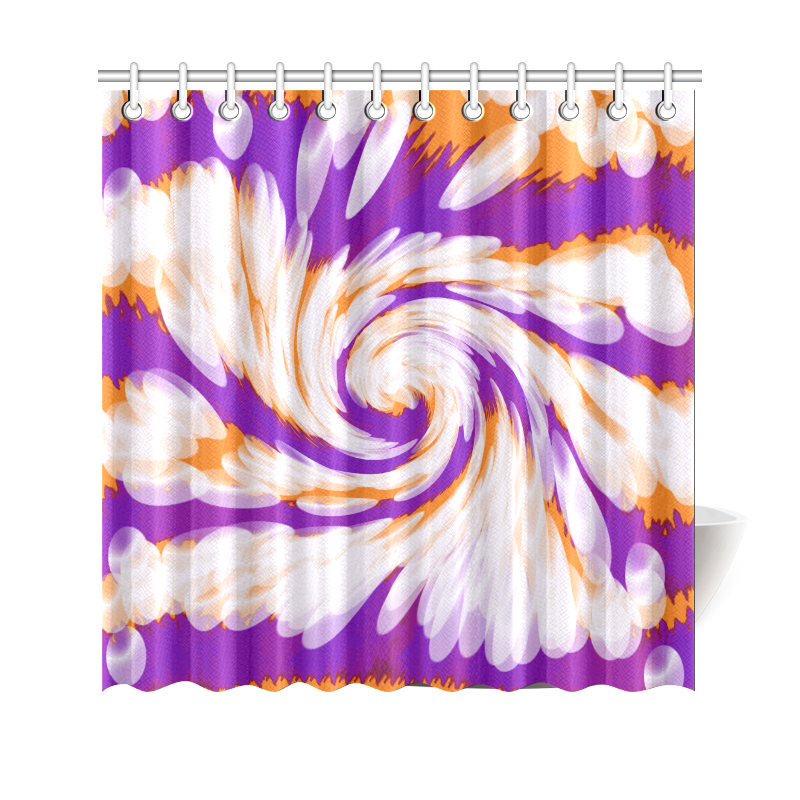 Purple Orange Tie Dye Swirl Abstract Shower Curtain 69"x70"