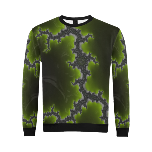 River in a Jungle Fractal Abstract All Over Print Crewneck Sweatshirt for Men/Large (Model H18)