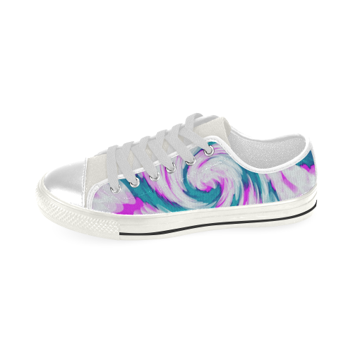 Turquoise Pink Tie Dye Swirl Abstract Men's Classic Canvas Shoes (Model 018)