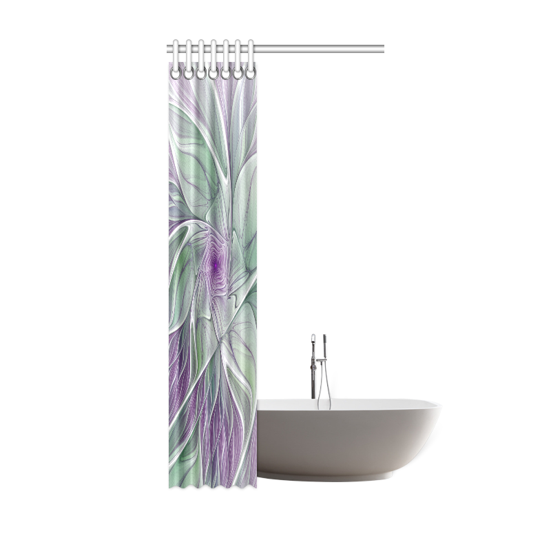 Flower Dream Abstract Purple Sea Green Floral Fractal Art Shower Curtain 36"x72"