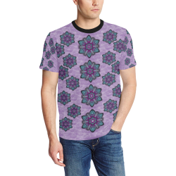 a gift with flowers stars and bubble wrap Men's All Over Print T-Shirt (Solid Color Neck) (Model T63)