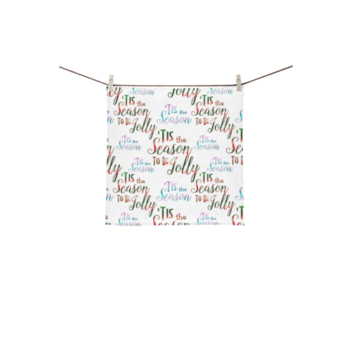Christmas 'Tis The Season Pattern Square Towel 13“x13”