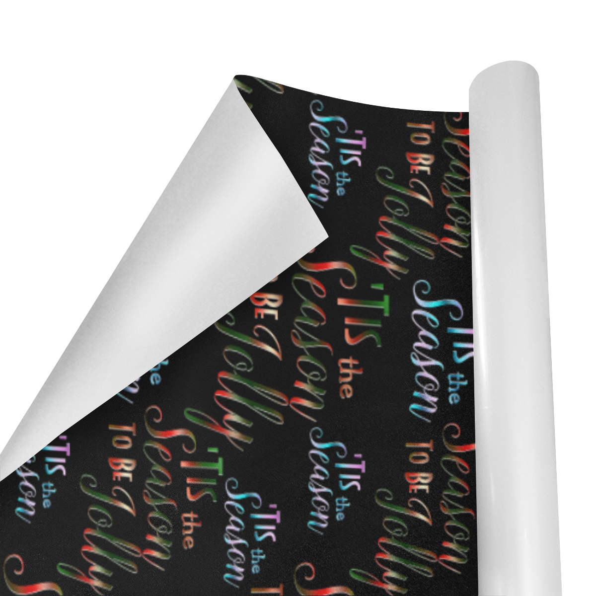 Christmas Tis The Season Pattern on Black Gift Wrapping Paper 58"x 23" (1 Roll)