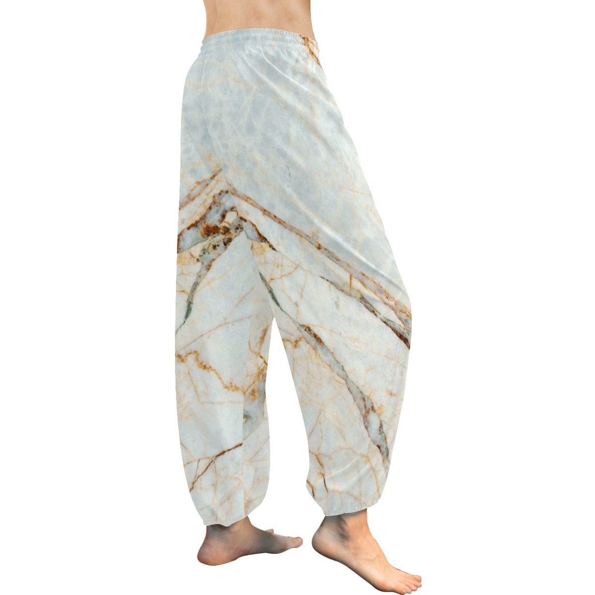 Marble Gold Pattern Women's All Over Print Harem Pants (Model L18)