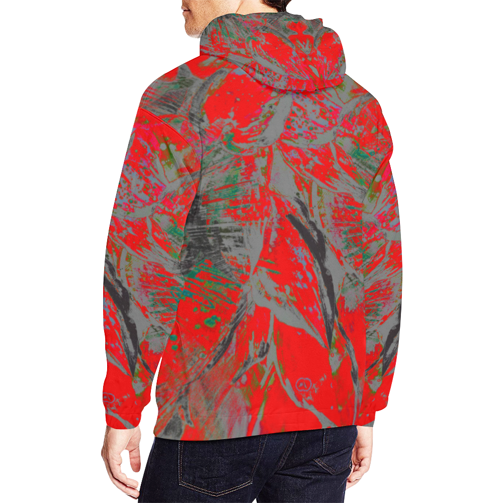 red leafs abstract All Over Print Hoodie for Men/Large Size (USA Size) (Model H13)