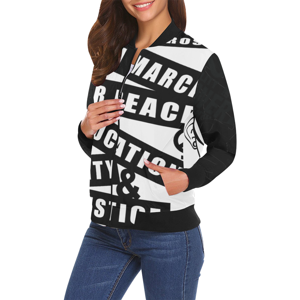 march-for-peace_printfile_default All Over Print Bomber Jacket for Women (Model H19)