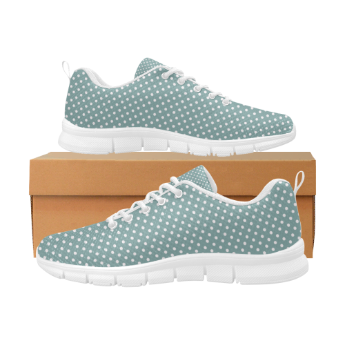 Silver blue polka dots Women's Breathable Running Shoes (Model 055)