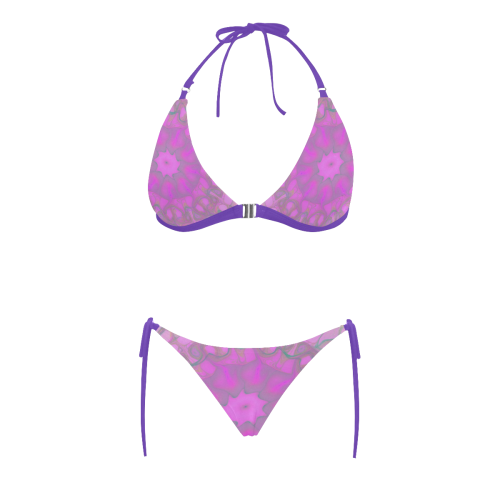 Smoky Pink Buckle Front Halter Bikini Swimsuit (Model S08)