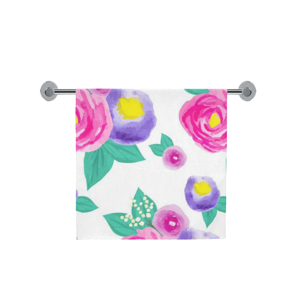 Watercolor Roses Bath Towel 30"x56"