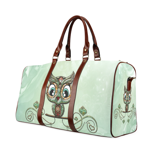 Cute little owl, diamonds Waterproof Travel Bag/Large (Model 1639)