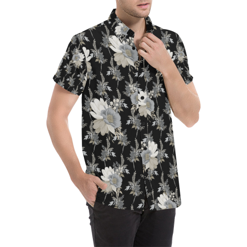 Elegant Flowers Men's All Over Print Short Sleeve Shirt/Large Size (Model T53)