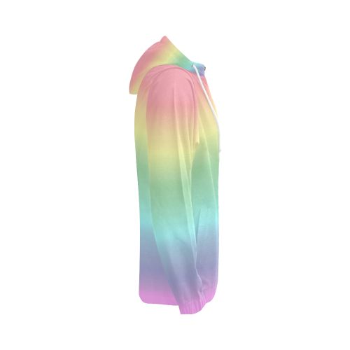 Pastel Rainbow All Over Print Full Zip Hoodie for Women (Model H14)
