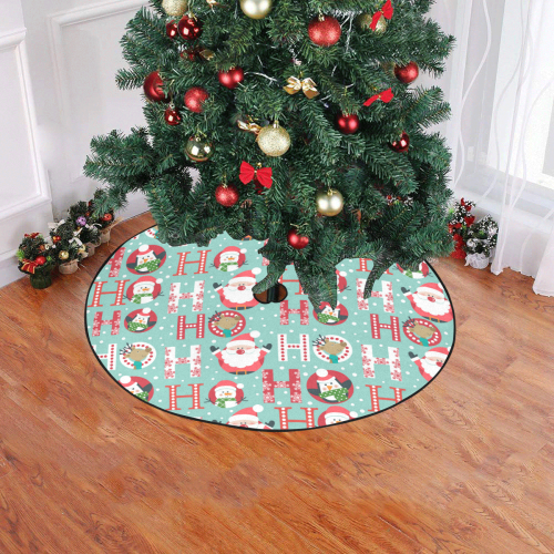 Funny Christmas HOHOHO Santa Claus Pattern Christmas Tree Skirt 47" x 47"