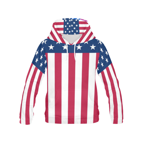 American Flag All Over Print Hoodie for Women (USA Size) (Model H13)