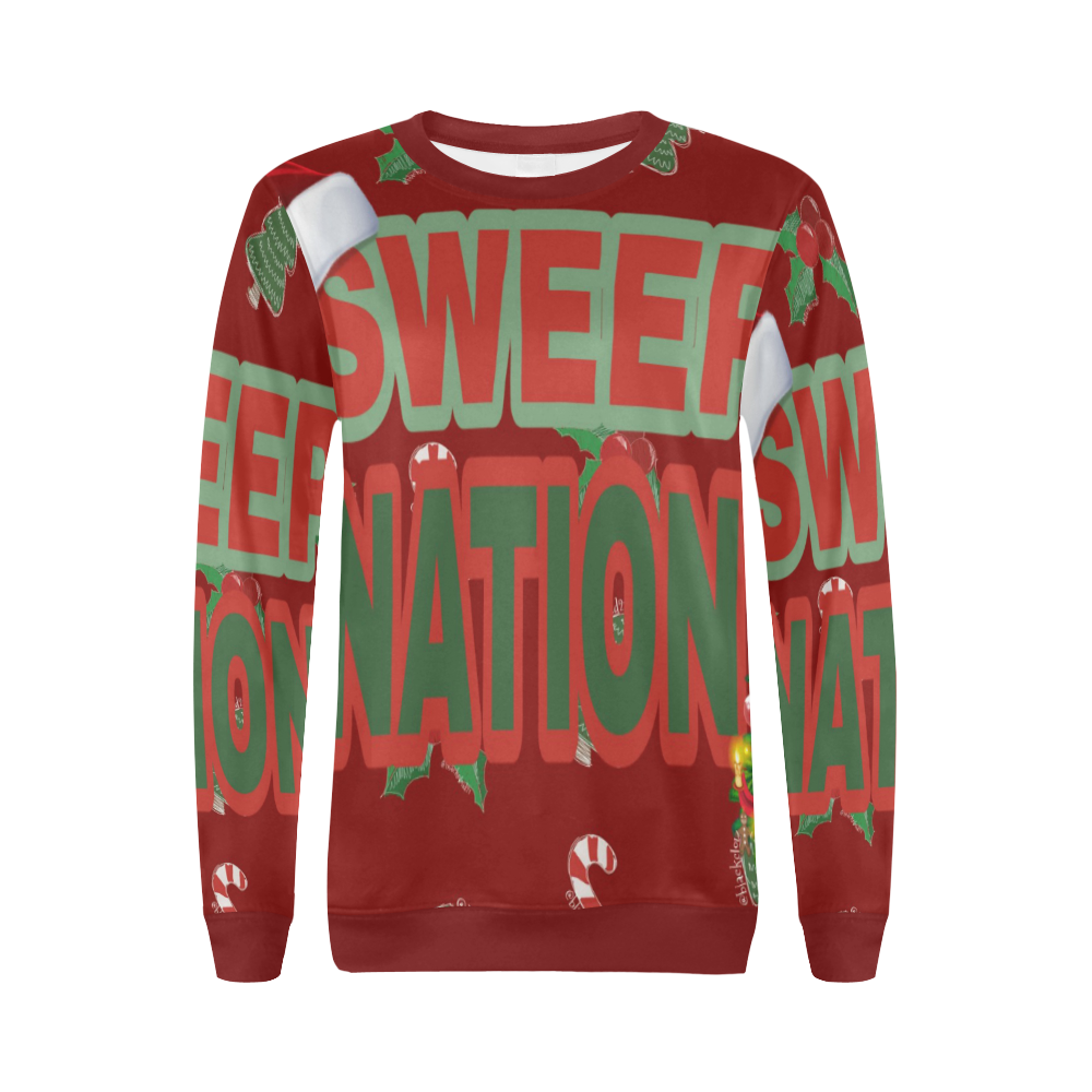 Sweep Nation - Christmas All Over Print Crewneck Sweatshirt for Women (Model H18)