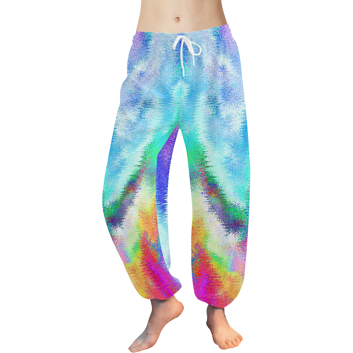Vibrating Glitch Rainbow Women's All Over Print Harem Pants (Model L18)