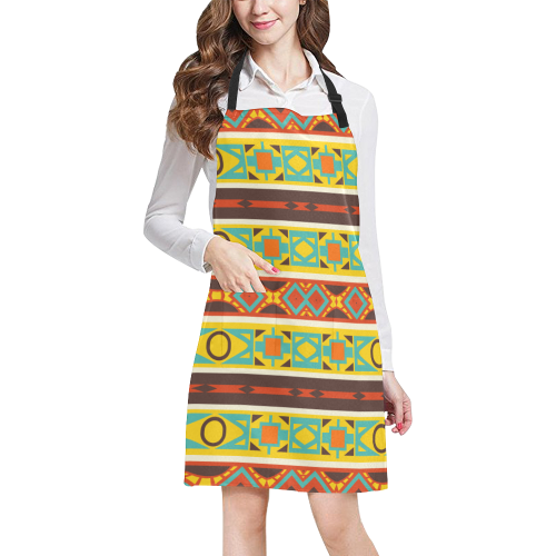 Ovals rhombus and squares All Over Print Apron