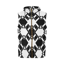 Abstract geometric pattern - black and white. All Over Print Sleeveless Zip Up Hoodie for Men (Model H16)
