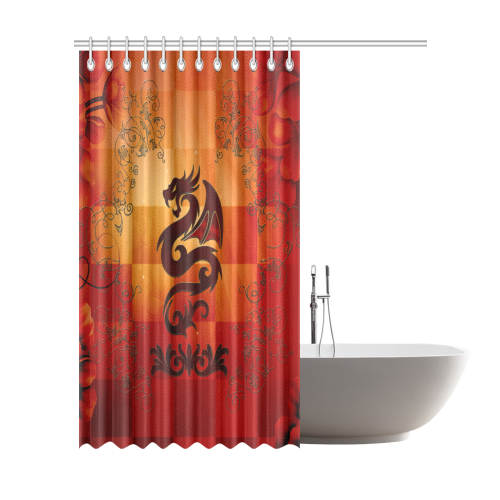 Tribal dragon  on vintage background Shower Curtain 72"x84"