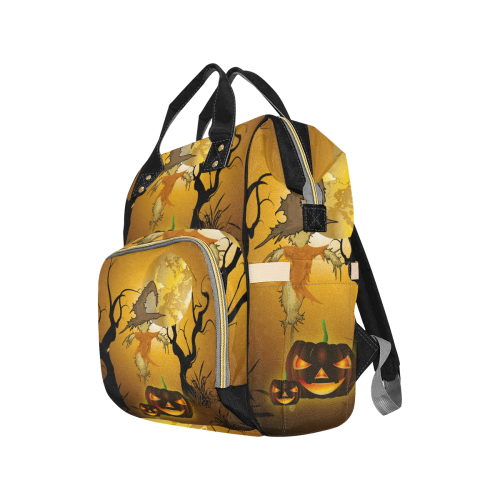 Funny scarecrow with punpkin Multi-Function Diaper Backpack/Diaper Bag (Model 1688)