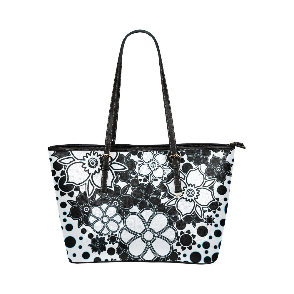 FLORAL DESIGN 45 Leather Tote Bag/Small (Model 1651)
