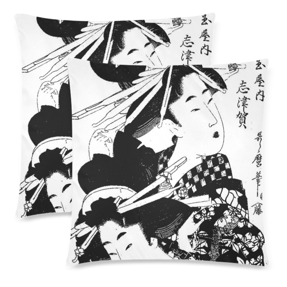 Courtesan and  bijin Custom Zippered Pillow Cases 18"x 18" (Twin Sides) (Set of 2)