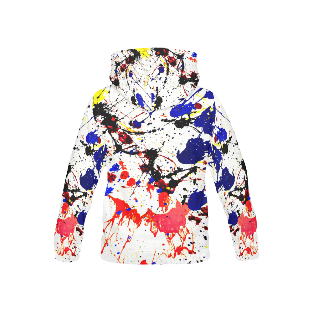 Blue & Red Paint Splatter All Over Print Hoodie for Kid (USA Size) (Model H13)