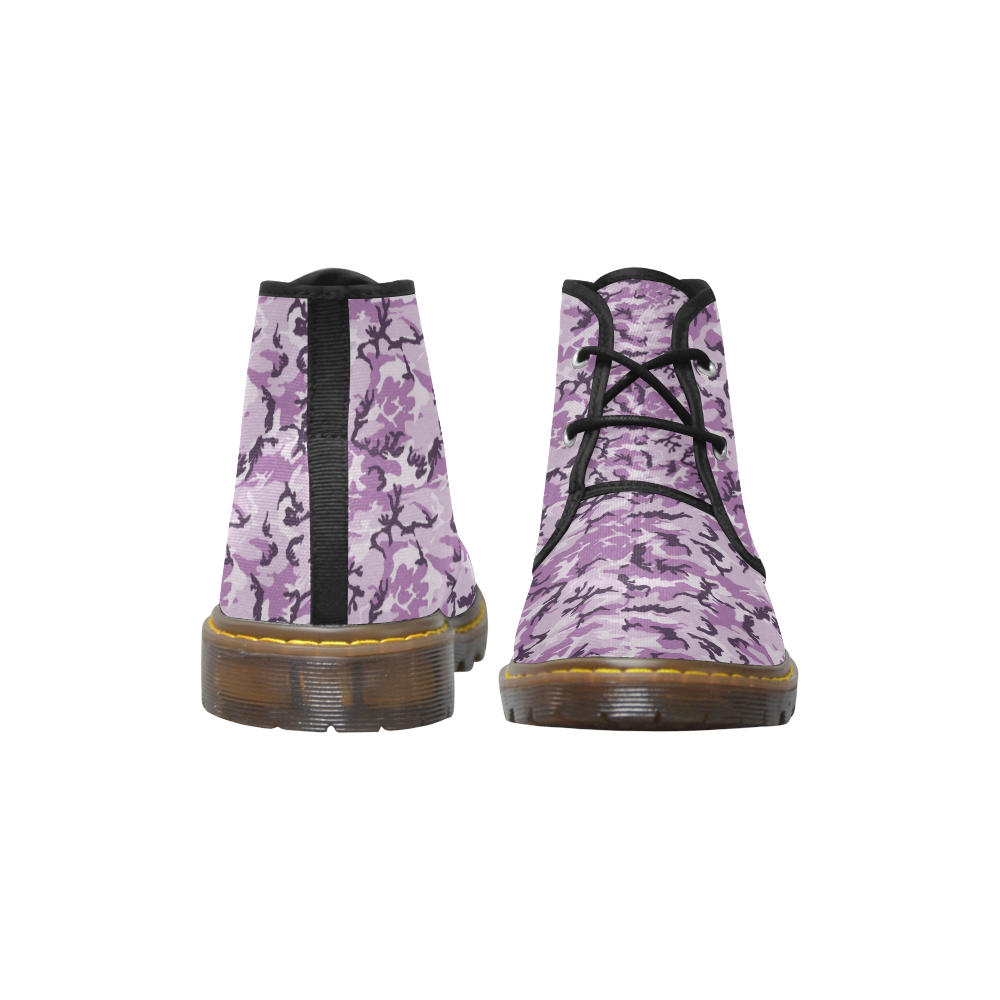 Woodland Pink Purple Camouflage Women's Canvas Chukka Boots/Large Size (Model 2402-1)
